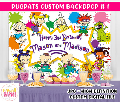 Rugrats custom backdrop, digital file, birthday party rugrats, custom backdrop rugrats