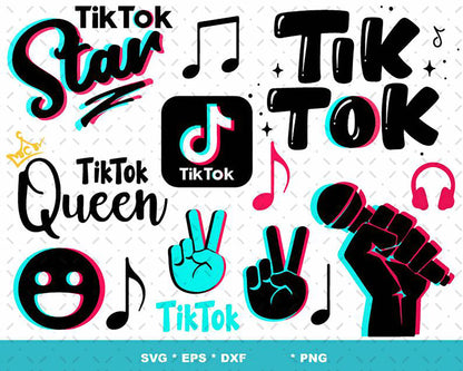 Tik tok svg bundle - Cricut cut file-tik tok social media