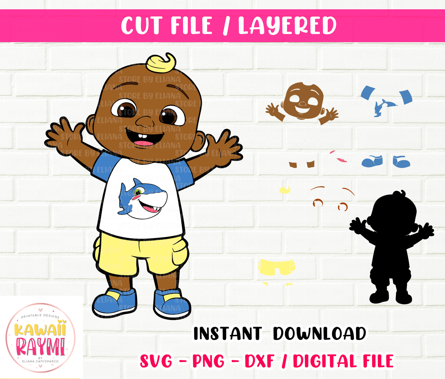 JJ BABY AMERICAN AFRICAN COCOMELON SVG FOR LAYERED - CRICUT - PNG - SVG - DIGITAL DOWNLOAD