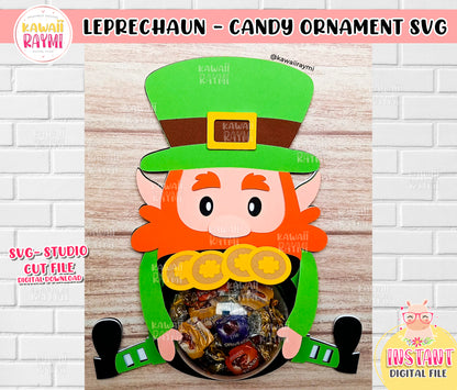 Candy holder St Patrick's, leprechaun candy holder, Cut File svg, studio