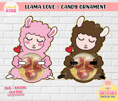 Llama love candy holder ornament SVG, STUDIO, candy holder ornament llama, cricut silhouette studio
