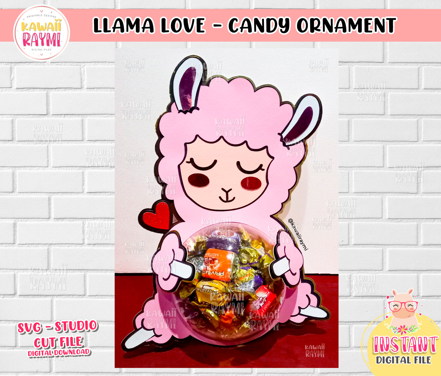 Llama love candy holder ornament SVG, STUDIO, candy holder ornament llama, cricut silhouette studio
