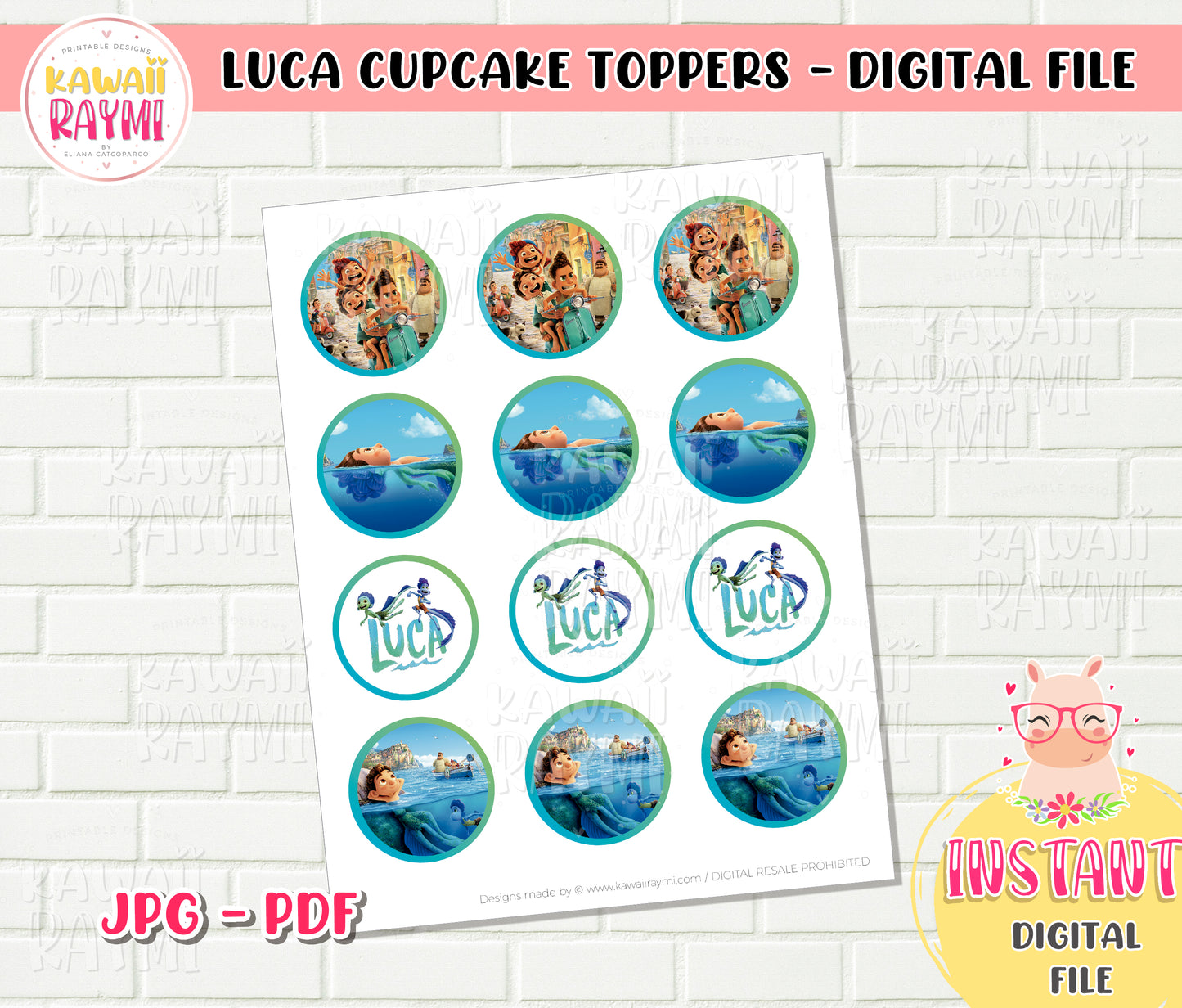 Luca Disney Cupcake Toppers