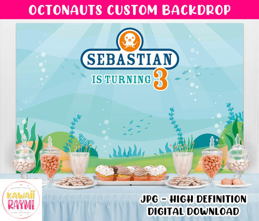 Octonauts custom backdrop, digital file, octonauts logo, birthday party, backdroop digital