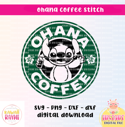 Ohana coffee stitch starbucks svg, png, cricut, cut file, instant download, stitch svg