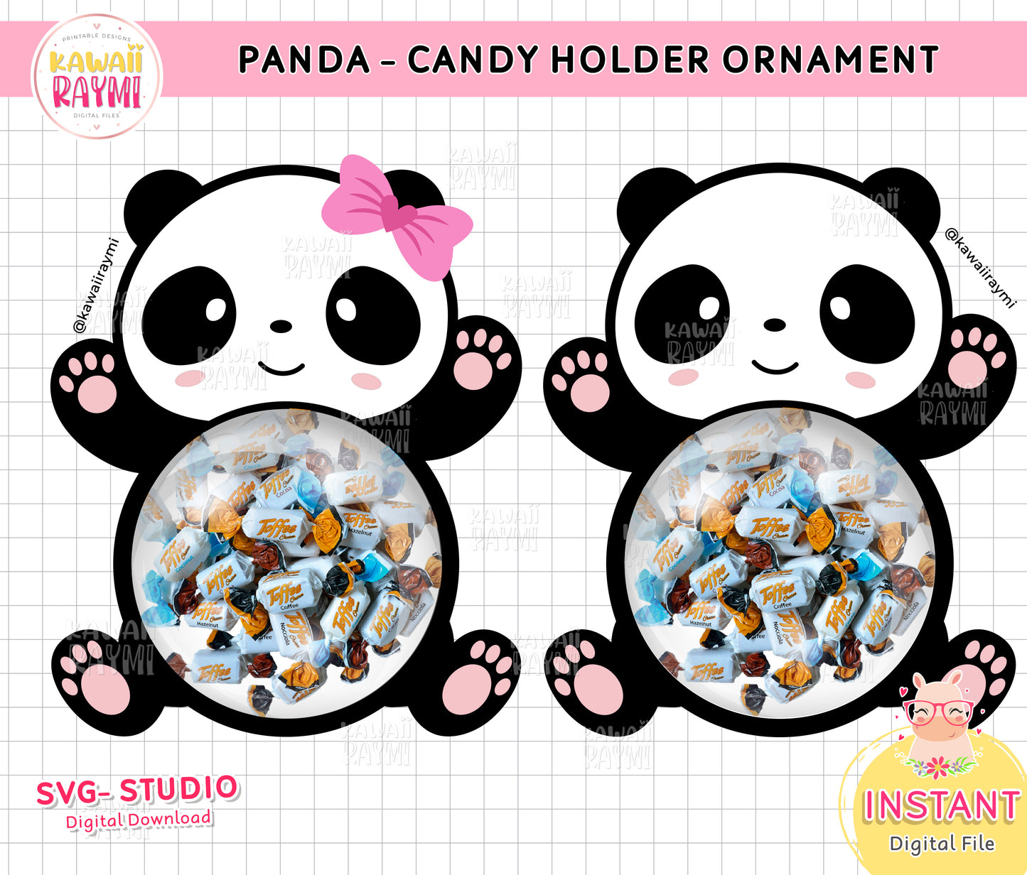 Panda candy holder ornament template, Cut File Adorable Panda Ornament, Panda Love / Lovely Panda/ Papercraft
