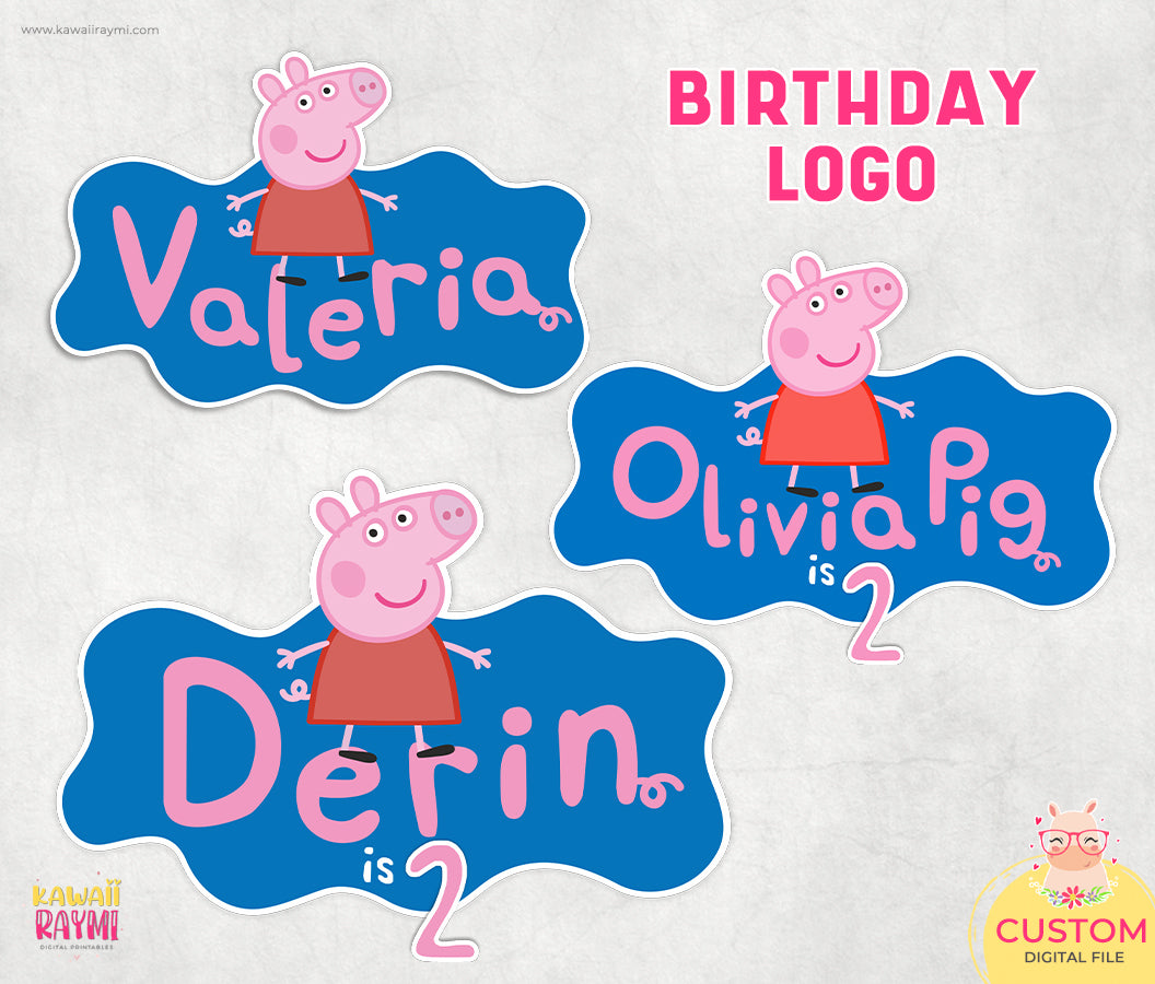 Logotipo personalizado de Peppa Pig, logotipo de cumpleaños de George –  Kawaii Raymi