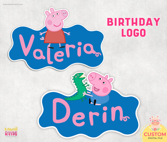 Logotipo personalizado de Peppa Pig, logotipo de cumpleaños de George Pig
