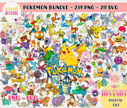 Pokemon bundle SVG - PNG - Pokemon cliparts