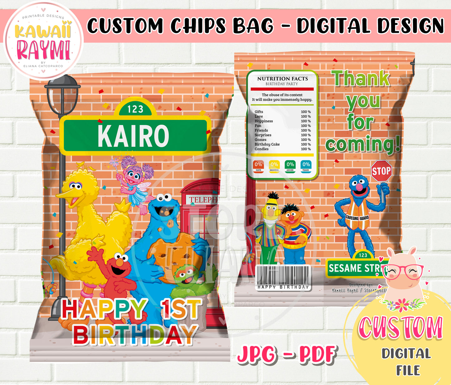 Sesame Street custom Chips bag DIGITAL FILE