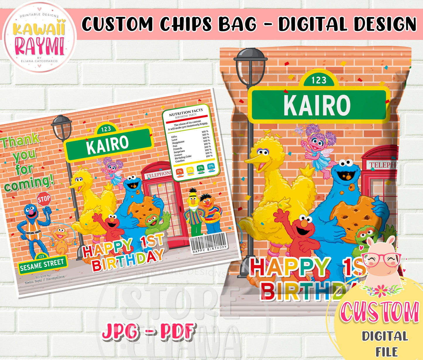Sesame Street custom Chips bag DIGITAL FILE