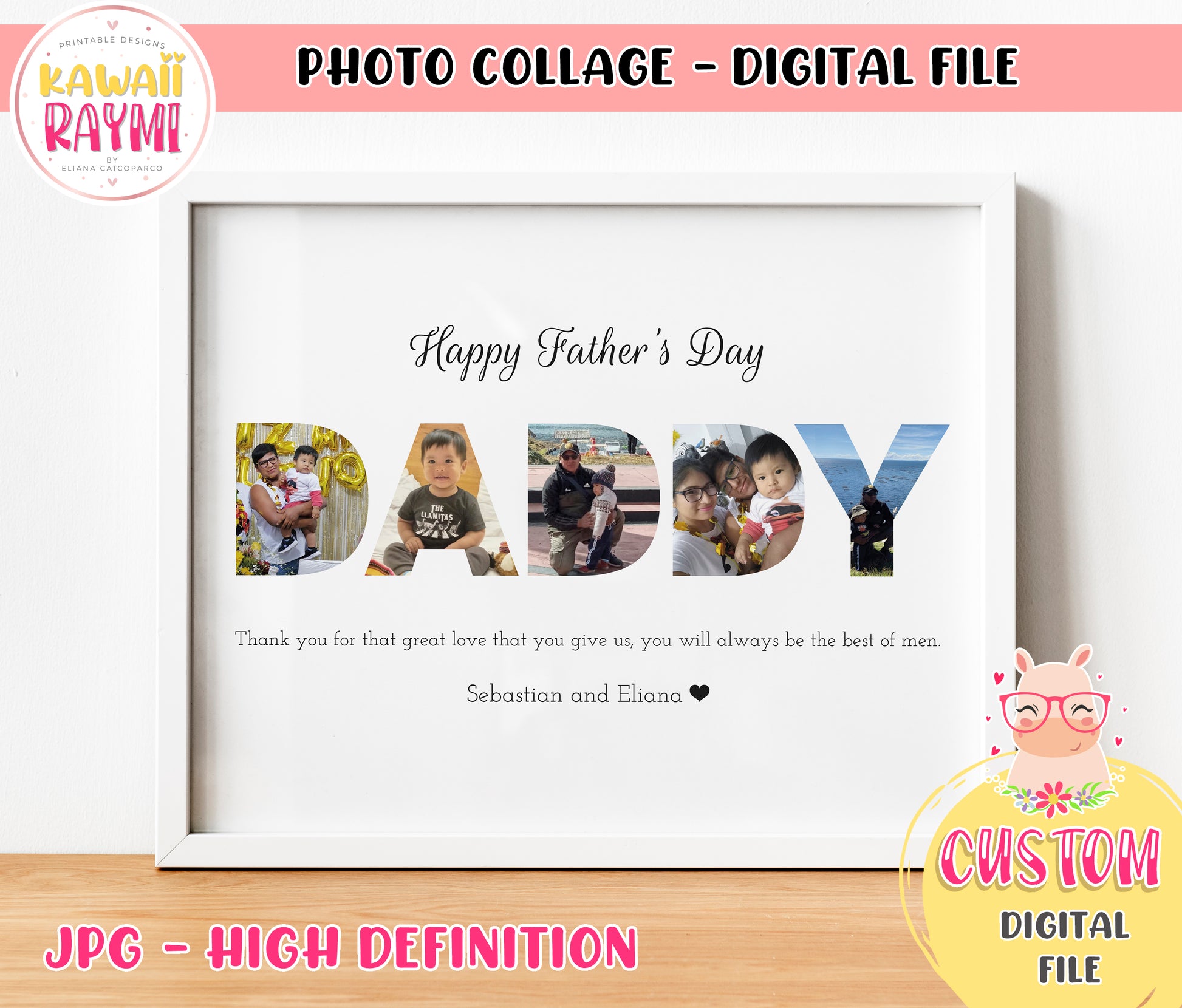 Father's Day Print, Custom Photo Print, Dad Collage Wall Art, Daddy Co –  Kawaii Raymi