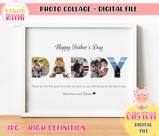 Father's Day Print, Custom Photo Print, Dad Collage Wall Art, Daddy Collage Print, Father's Day Present Gift - Digital Download