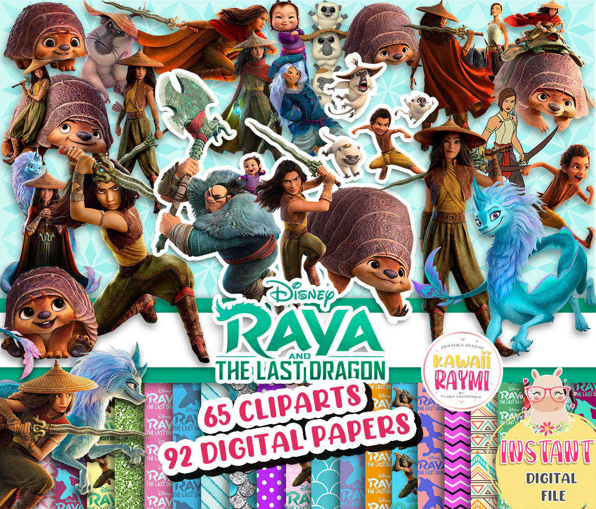 Raya and the last dragon CLIPARTS-DIGITAL PAPERS.INSTANT DOWNLOAD