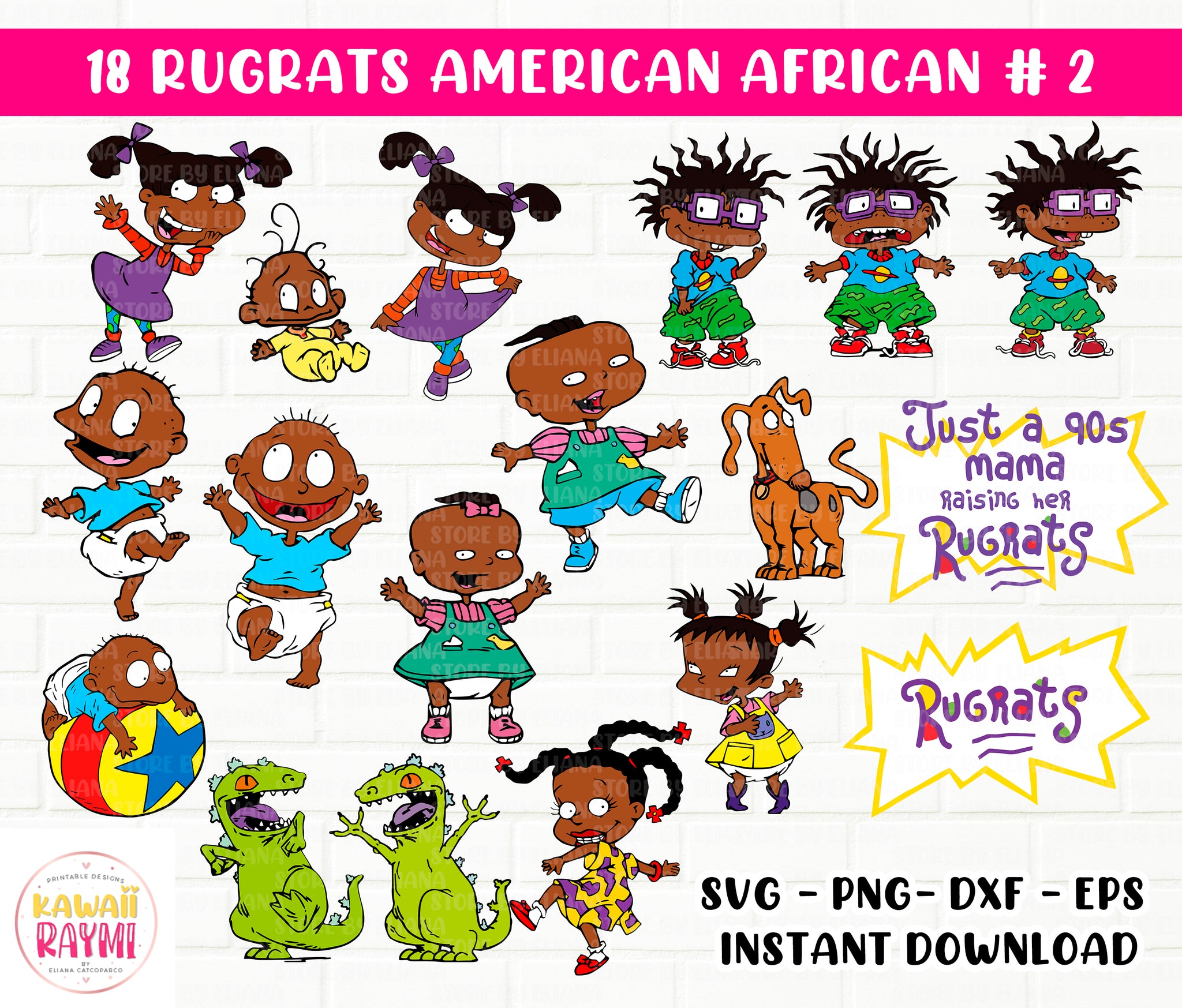 Rugrats American African Bundle SVG- Rugrats clipart – Kawaii Raymi