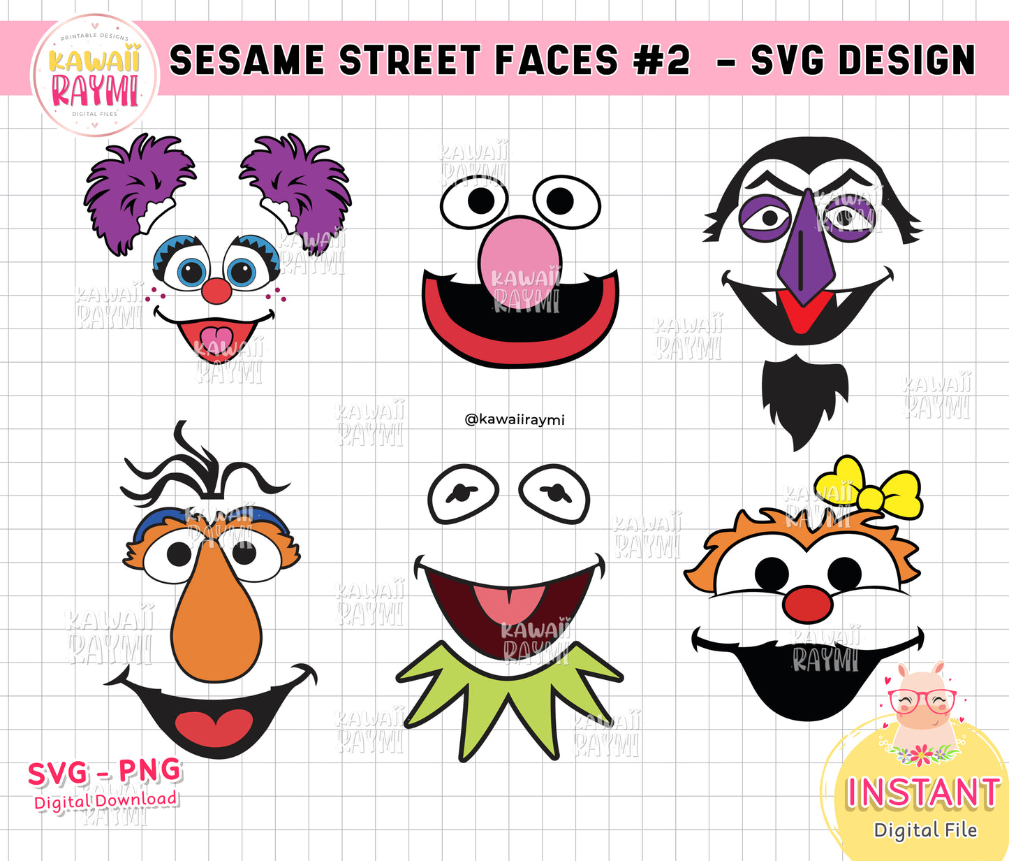 Sesame Street Characters Faces svg, png - Digital File- LAYERED, instant download