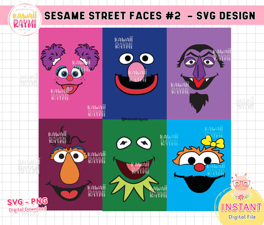 Sesame Street Personajes Caras svg, png - Archivo digital - CAPAS, descarga instantánea