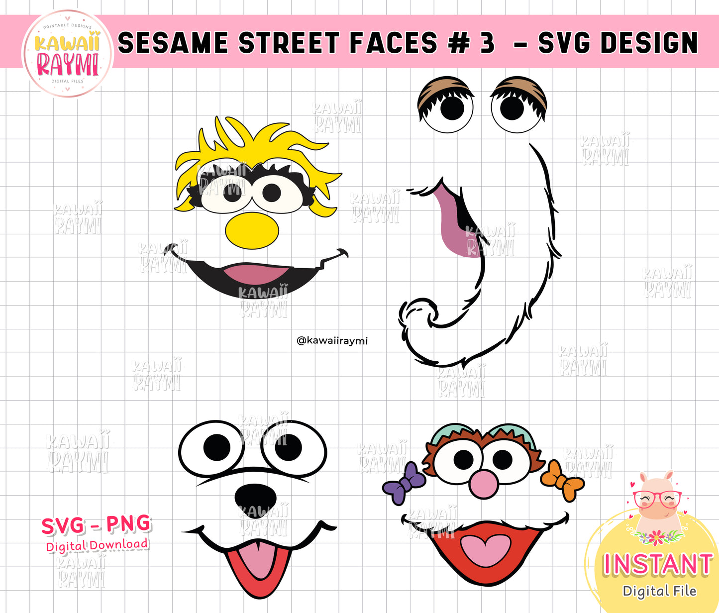 Sesame Street Characters Faces svg, png - Instant Digital File- LAYERED