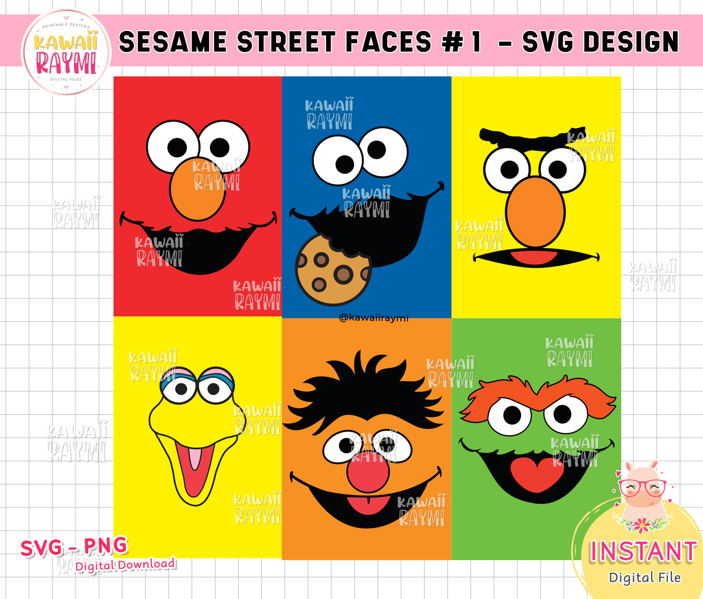 Sesame Street Characters Faces svg, paquete png - Archivo digital - CAPAS, descarga instantánea