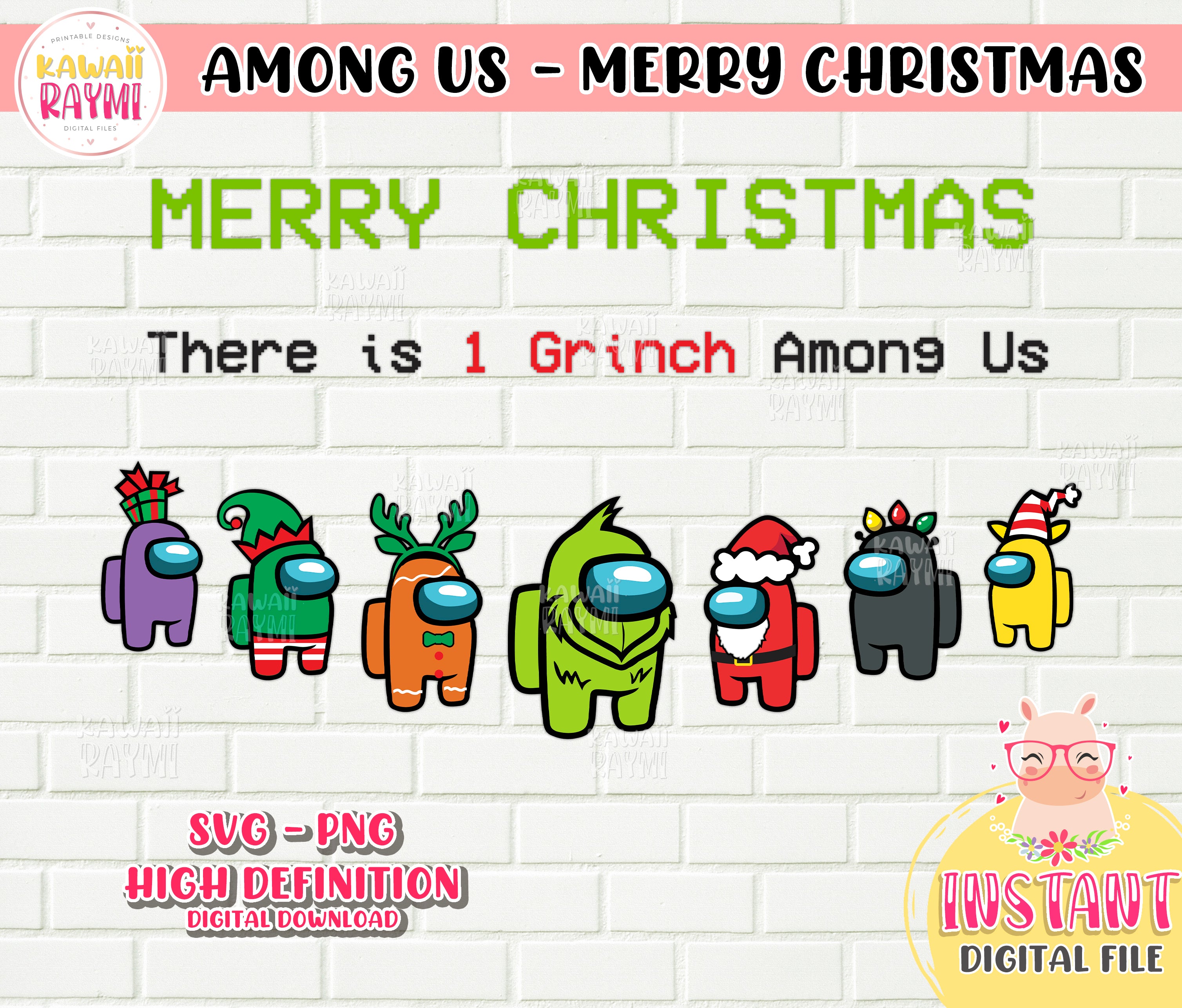 among us grinch, merry christmas, svg, png – kawaii raymi
