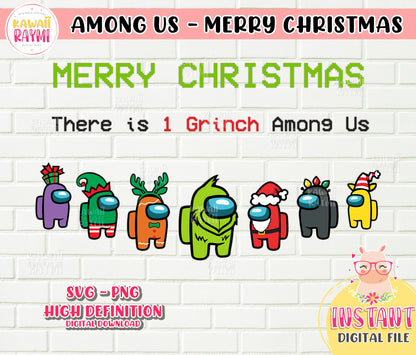 Among us grinch, merry christmas, SVG, png